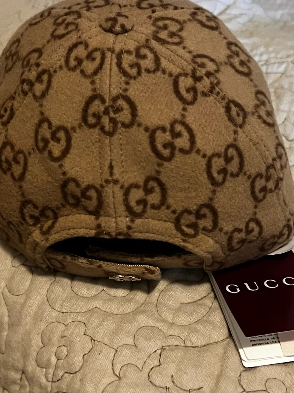 Gucci Beige and Brown GG Wool Baseball Cap large